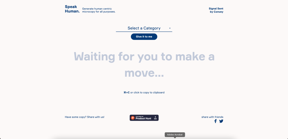 A screenshot of Speak Human website.