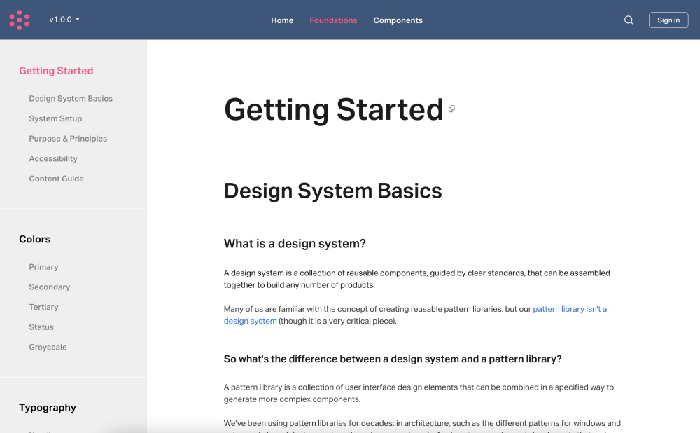 InVision offers a sample design system framework to guide design system builders.